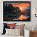 Red Barrel Studio® Saadiah Autumn Sunset Cottage II On Canvas Print Metal in Blue/Orange/Red | 24 H x 32 W x 1 D in | Wayfair