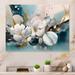 Red Barrel Studio® Blue Marble Gold Floral Impressions V - Floral Metal Wall Decor Metal in Blue/White | 12 H x 20 W x 1 D in | Wayfair