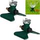 2 x Lawn Sprinkler, Garden, 5-6 Metre Spray Range, With Base, 1/2 Hose Connector, 12x14x14 cm, Metal, Dark Green