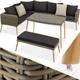 Garden Furniture Pula - outdoor sofa set with table and seating bench - Rattan lounge, garden lounge, lounge set - nature