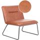 Armless Chair Wide Seat Classic Vintage Design Faux Leather Upholstery Brown Cotulla - Brown