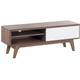 Modern tv Stand Media Unit Dark Wood Frame White Cabinet Shelf Storage Buffalo - White