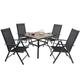 4 Seater Garden Dining Table and Chairs Set 4 Patio Set Furniture Metal Garden Table and Aluminum Recliner Chair Black (Brown) - Phivilla