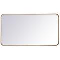 22-in W x 40-in H Soft Corner Metal Rectangular Wall Mirror in Brass