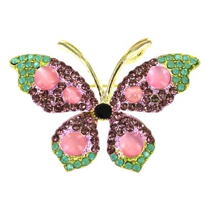 Colourful Diamante Encrusted Butterfly Brooch
