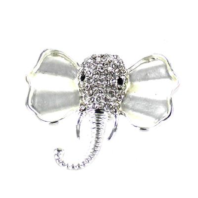 Silver Tone Diamante Encrusted Elephant Shaped Magnetic Brooch
