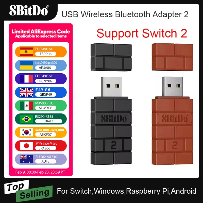 8 BitDo USB Wireless Bluetooth Adapter Empfänger für Nintendo Switch 2 Windows Mac PS1 für Xbox One PS4 PS5 Switch Pro Controller Image