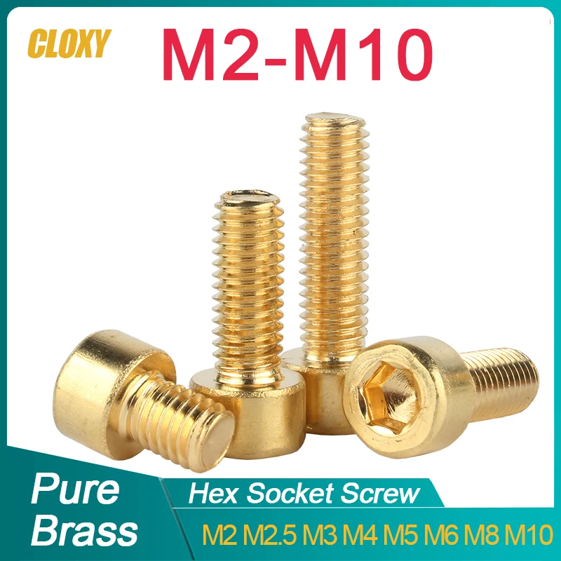 2 ~ 50 Stück DIN912 Innensechskantschrauben aus reinem Messing M2 M2,5 M3 M4 M5 M6 M8 M10 Innensechskantschraube Image
