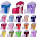 1pc Satin Chair Bow Sashes Wedding Indoor Outdoor Chair Ribbon Butterfly Ties For Party Event Hotel