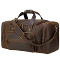 MAHEU Large Travel Bag Genuine Leather Vintage Style Luggage Bags Men Male Duffle Bags Travelling