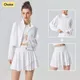 Sun Protection Women's Tennis Golf Sports Set Outdoor Workout Long Sleeve Jacket and Pleated Skirt 2