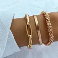 3PCS/Set Fashion Thick Chain Link Bracelets Bangles For Women Vintage Snake Chain Gold Silver Color