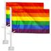 Anley 2 Pack Car Flag with Flagpole Mount & Rainbow Pride Flag Double Sided LGBT Flag - Flag Pole Fixed Window Clip Mount
