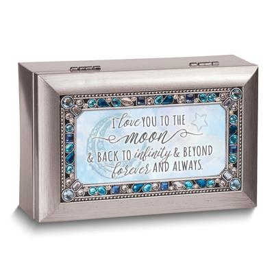 Curata Silver-Tone Resin Moon and Back Jeweled Music Box (Plays You Light Up My Life)