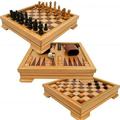 Trademark Global Deluxe 7-in-1 Game Set Chess Backgammon - Brown