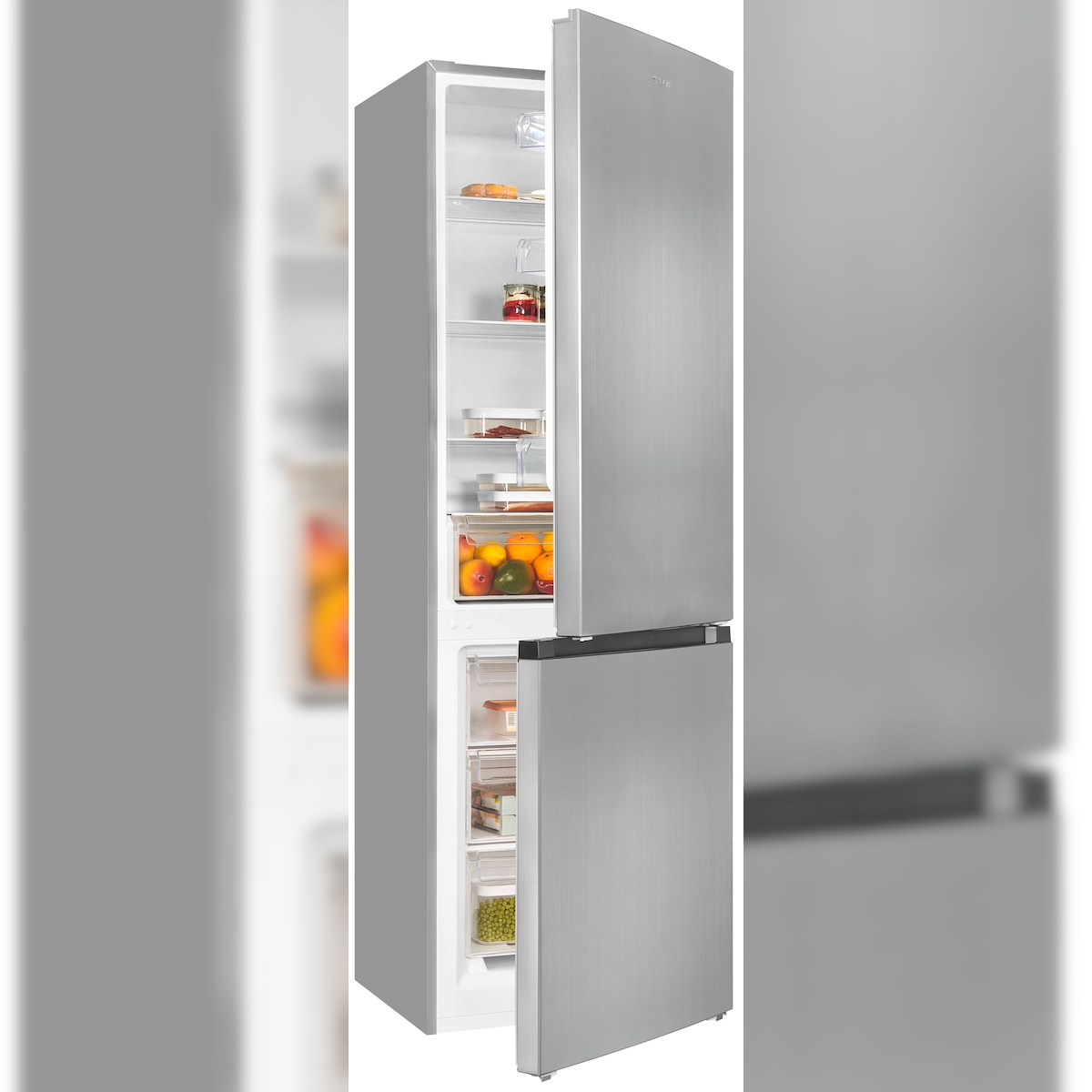 Exquisit Kühl-Gefrierkombination KGC320-95-E-040C inoxlook | Nutzinhalt: 315 L | Standgerät Image