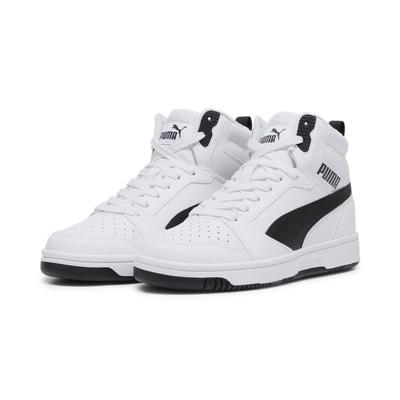 Sneaker PUMA "REBOUND V6 MID JR", Kinder, Gr. 39, schwarz-weiß (puma weiß, puma schwarz), sportlich, Schuhe Image
