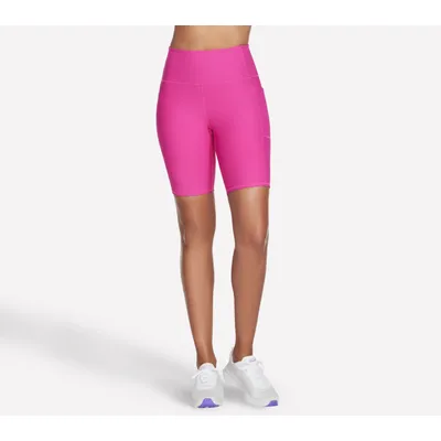 Skechers Women's GO FLEX Rib High-Waisted 8 Inch Bike Short | Size XS | Pink | Nylon/Spandex