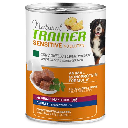 24 x 400 g Natural Trainer Sensitive No Gluten Adult Lamm & Vollkorngetreide Nassfutter Hund