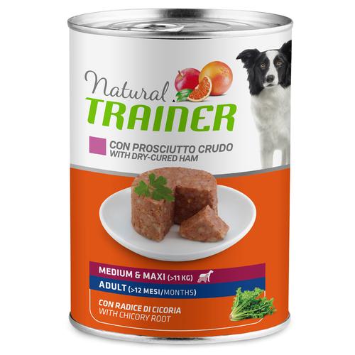24 x 400 g Natural Trainer Medium & Maxi Adult Schinken Nassfutter Hund