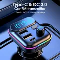 Transmetteur FM Bluetooth 5.0 à charge rapide pour voiture lecteur de musique Type-C lumière MP3