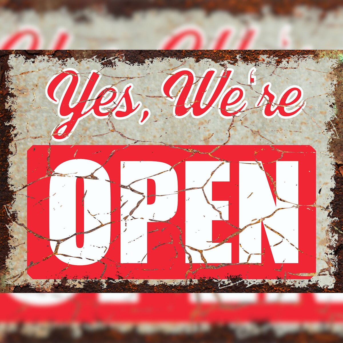 Yes we are open Deko Schild A0 Rückseite selbstklebend Image