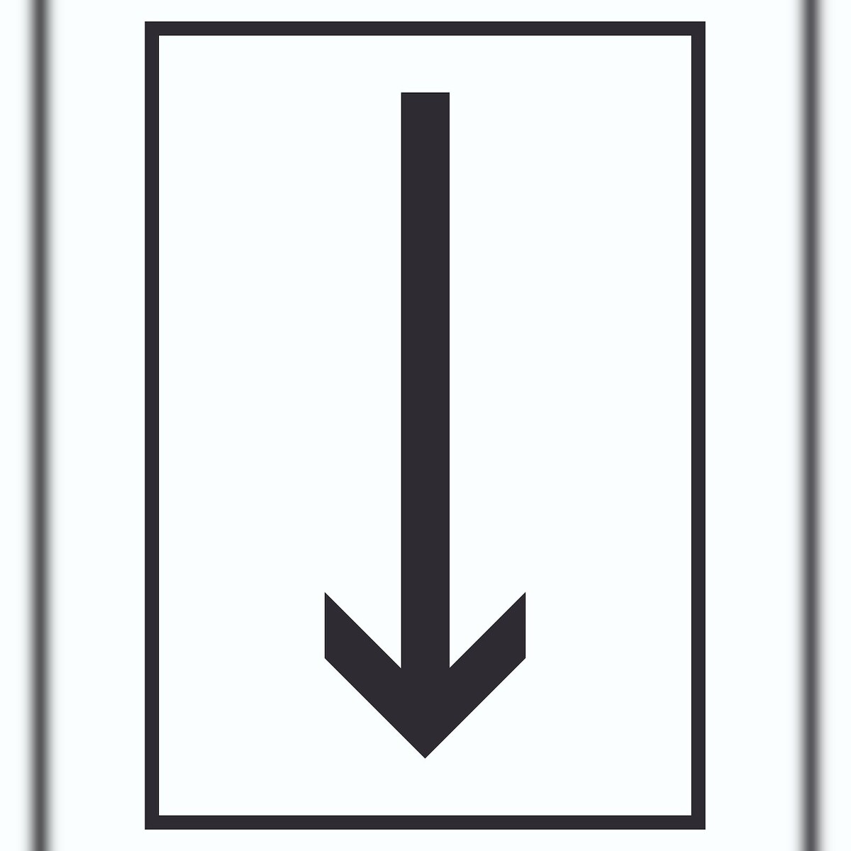 Richtungspfeil runter Schild hochkant schwarz weiss Pfeil A2 Rückseite selbstklebend Image