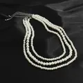 Collier de perles en Imitation ronde Vintage multi-brins pour fête ras du cou