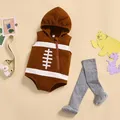 Costume de Joueur de Rugby de Football pour Bébé de 0 à 24 Mois Barboteuse à Capuche avec Fermeture