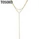 TOSOKO – collier Long en acier inoxydable bijoux gland chaîne Double face chaîne clavicule