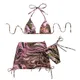 E8BF – maillot de bain 4 pièces imprimé Floral col licou ensemble Bikini Sexy à lacets avec