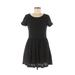 Yumi Casual Dress - A-Line Scoop Neck Short sleeves: Black Print Dresses - Women's Size Medium