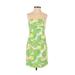 Lilly Pulitzer Casual Dress - Sheath Strapless Sleeveless: Green Floral Dresses - Women's Size 2