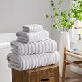 DUSK Monaco Plush Ribbed Cotton Towel Collection - Light Grey - Bath Sheet