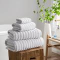 DUSK Monaco Plush Ribbed Cotton Towel Collection - Light Grey - Face Cloth