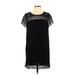 Joie Cocktail Dress - Shift Crew Neck Short sleeves: Black Print Dresses - Women's Size Small