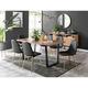 Furniture Box Kylo Brown Wood Effect Dining Table and 6 Black Corona Gold Leg Chairs