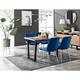 Furniture Box Kylo Brown Wood Effect Dining Table and 4 Navy Pesaro Silver Leg Chairs