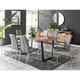 Furniture Box Kylo Brown Wood Effect Dining Table and 6 Grey Isco Chairs