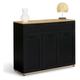 Buffet vito 3 portes et 1 tiroir noir et plateau bois 100 cm - Noir