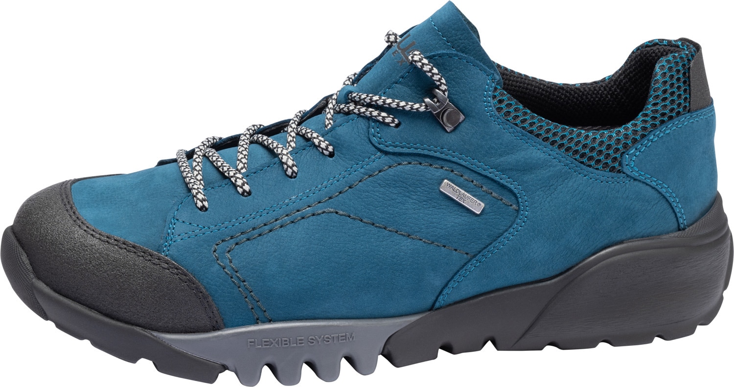 Trekkingschuh WALDLÄUFER "H-Fritz", Herren, Gr. 11 (46), blau (türkis, schwarz), Gummi, Nubukleder, Textil, Schuhe Trekkingschuh, Freizeitschuh, Outdoorschuh, Sneaker mit TEX-Ausstattung, H-Weite
