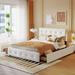 Linen Upholstered Platform Bed with Button-Tufted Headboard, 4 Drawers, Queen Size