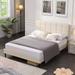 Platform Bed Frame with Fabric Upholstered Headboard, Sturdy Structure - Queen