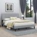 Linen Platform Bed with Metal Slat Frame, No Box Spring Required, 10-12 Inch Mattress Compatibility
