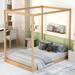 Modern Design Pine Wood Canopy Platform Bed with Support Legs, Full
