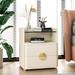 AISUNG 2 - Drawer Nightstand in Beige Wood/Glass in White | 24.8 H x 19.69 W x 15.75 D in | Wayfair AS-004-25