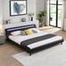 LED-Lit Faux Leather Platform Bed Frame with Strong Wood Slats - Easy Assembly