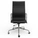 Ribbed Office Chair Black Genuine Leather High Back Ergonomic Computer Desk Chair - N/A