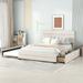 Linen Queen Platform Bed with Trundle and 2 Storage Drawers - Upholstered Headboard