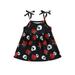 Sprifallbaby Toddler Girl Halloween Dresses Sleeveless Tie-Up Shoulder Strap Flower Skull Print A-Line Dress for 0-3Y